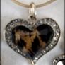 Incredible ABSOLUTE Irish Designed Rose Gold Plated with Crystal Surround Heart Shaped Black And Gold Flame Effect Necklace and Ear-rings Gift Set Image 3
