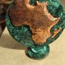 vintage AFRIQUE AFRICA Malachite Copper & Brass MAP art sculpture. Image 2