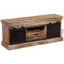 TV Cabinet with 2 Sliding Doors Solid Mango Wood 110x30x45 cm Image 2