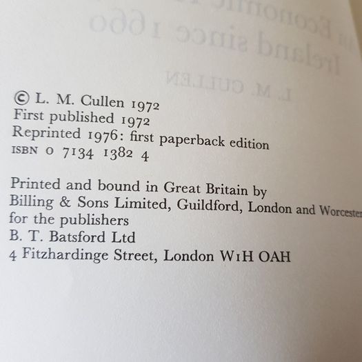 An Economic  History Of Ireland Since 1660 By L.m. Cullen.