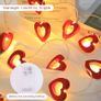 Warm White Wooden Heart String Lights, 1.5m 10 LED Battery Powered Fairy Lights for Valentine's Day Wedding Mother's Day Anniversary Decor, Indoor Decorative String Lights (Red) Image 2
