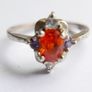 Vintage 925 Sterling Silver Ring with Central Orange Stone and Accent Stones Image 5