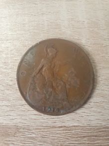 Great Britain UK 1919 One Penny George V Coin - free standard postage
