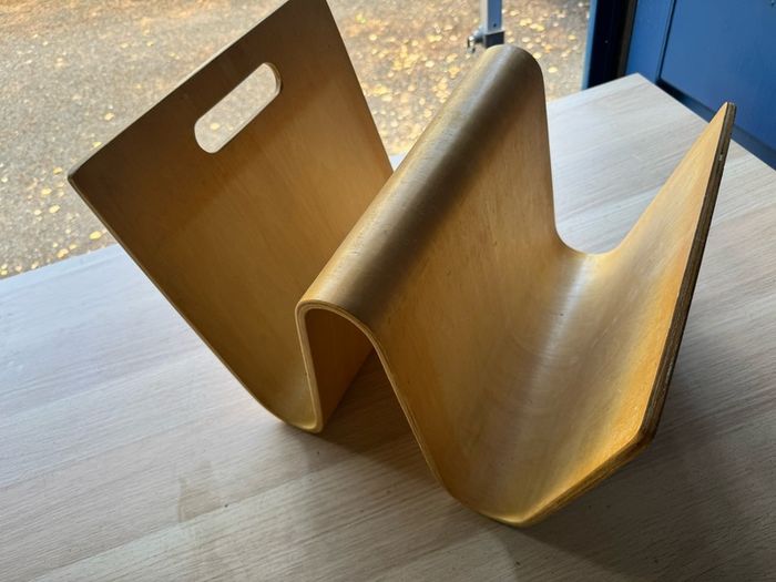 Mid-Century Style Bent Plywood Magazine Rack/Vinyl Holder