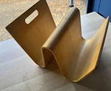 Mid-Century Style Bent Plywood Magazine Rack/Vinyl Holder