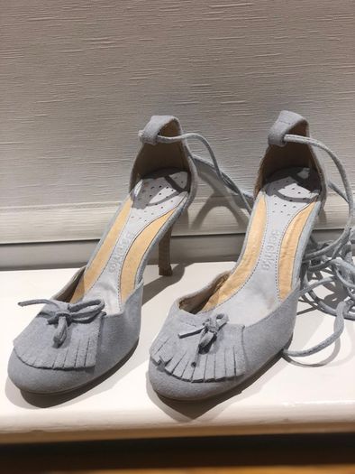 Bershka high heel sandals in blue suede