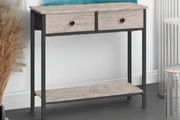 Narrow Console Table with 2 Drawers, Hallway Table with Storage, Sofe Table, Small Side Table for Small Spaces, Living Room, Entryway, Kitchen, Greige and Black