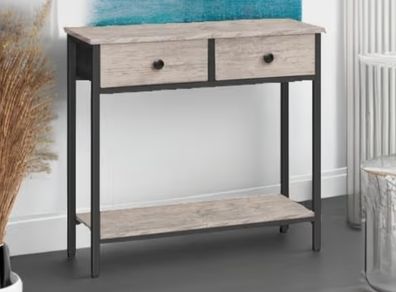 Narrow Console Table with 2 Drawers, Hallway Table with Storage, Sofe Table, Small Side Table for Small Spaces, Living Room, Entryway, Kitchen, Greige and Black