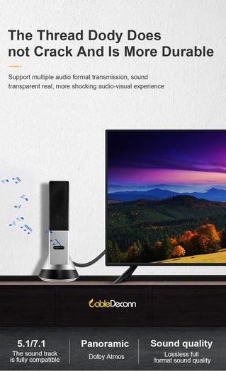 CableDeconn 5M Premium HDMI 2.1 UHD/3D 8K (7680x4320@60Hz) 48Gbps (Nylon Braided/Gold Plated) Cable (Brand New/Warranty)