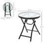 NEW SALE | 45CM Garden Round Table Foldable Dining Table with Safety Buckle Glass Tabletop Metal Covered Edge for Patio Garden Outdoor Indoor Space Image 3