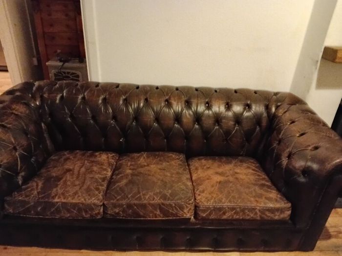 antique chesterfield in rare cigar brown