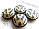 4x VW 70mm Black Chrome logo Volkswagen alloy wheel centre caps cap Hub Cover 70