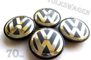 4x VW 70mm Black Chrome logo Volkswagen alloy wheel centre caps cap Hub Cover 70