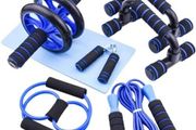 7-IN-1 Ab Roller Wheel Set With, 2 Push-up Bars, Resistance Band, Skipping Rope, Hand Grip And Knee Pad, Fitness Workout At Home Gym, Multi-functional Sports Equipment Father's Day Gifts