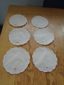 Cotton Embroidered Doilies x 6 for Sale