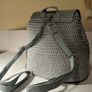 Handmade Grey Backpack  Polyester Cord  Faux Leather Image 6