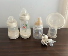Free baby bottles and silicone breast pump
