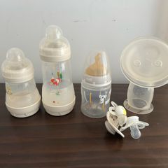 Free baby bottles and silicone breast pump
