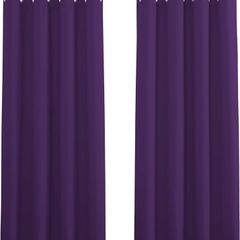 NEW SALE | Purple Curtains Blackout- Short Rings Top Thermal Curtains for Home Decor Light Blocked Aubergine Curtains Window Treatment for Bedroom, 2 Panels