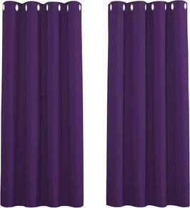 NEW SALE | Purple Curtains Blackout- Short Rings Top Thermal Curtains for Home Decor Light Blocked Aubergine Curtains Window Treatment for Bedroom, 2 Panels