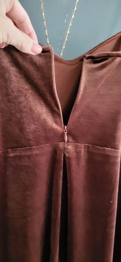 SAINT GENIES brown velour side slit dress Sz 12UK - Bnwt