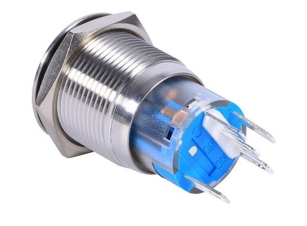 19mm 12v Stainless Steel Silver Shell Self Locking LED Waterproof Switch 5pieces