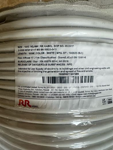 White 5-core 1mm Flexible Cable 100m