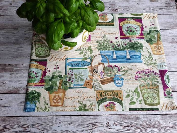 Handmade Placemats." Summer fruits, Farmers Market, Mediterranean Herbs"