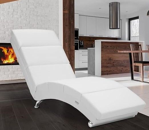 Relaxing Lounge Faux Leather  Living Room Ergonomic 186 x 55 cm Modern Recliner Chai