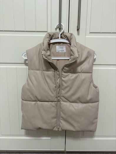 Zara Faux leather puffer gilet