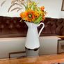 Vintage Shabby Chic Antique White Enamel Jug Vase Image 2