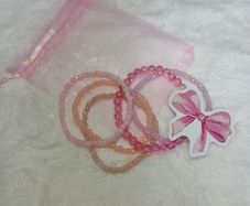 5 Clay Bead Bracelets [Pink] [Comes with FREE cute sticker]