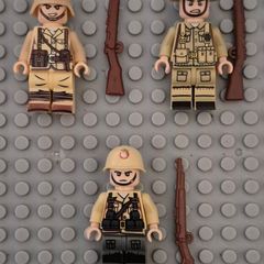 Lego compatible, military figures, German / British / Italian infantry. 15 figures plus rifles.