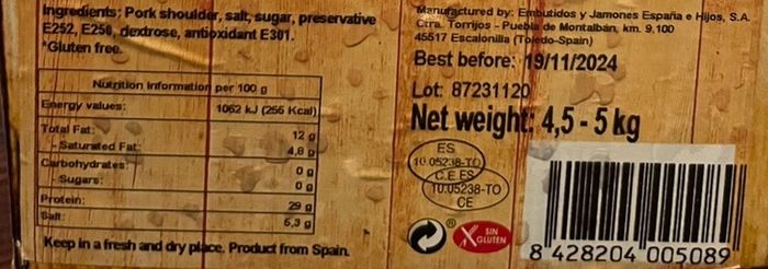 jamon Serrano Spanish ham