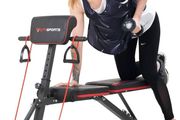 FREE EXPRESS SHIPPING Adjustable Weight Bench, Multifunction Folding Weight Bench with 7 Adjustable Positions &amp; 2 Training Straps, Home Gym Weight Bench
