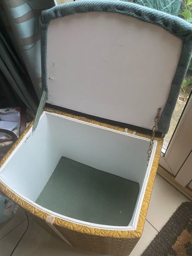 Mid century .Newly covered bedroom seat with storage