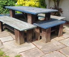 Garden table and benches