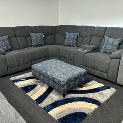 New Grey Fabric Recliner Sofa