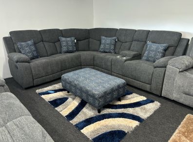 New Grey Fabric Recliner Sofa