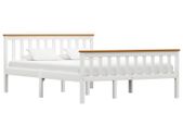 Bed Frame White Solid Pinewood 135 x 190 cm