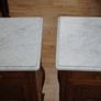 Pair of Antique Oak Marble Top Bedside Cabinets Image 5