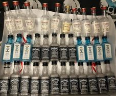 Jameson gin Bombay saphire Henessy Jack Daniels vodka belveder Whiskey jagermeister Malibu empty bottles 200ml