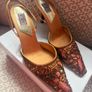 Fabulous Carrie Bradshaw style gold and bronze, embellished sling-backs Image 8