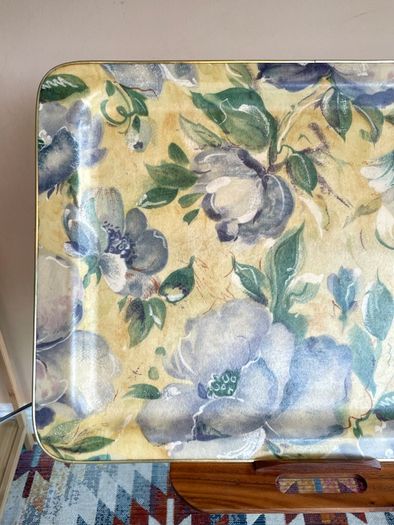 Retro Arnold Designs Floral Fiberglass Large Tray