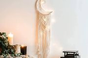 NEW SALE | Macrame Wall Hanging with LED Light,Moon Dream Catcher Woven Tapestry Bohemian Home Decor Wedding Party Ornaments Craft Gifts,Interior Holiday Decorations Christmas Decoration