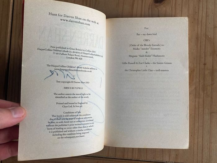 Darren Shan SIGNED Killers of The Dawn