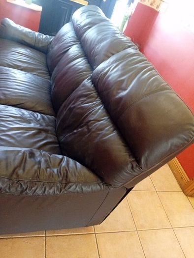 3 seater brown leather sofa