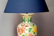 Vintage oriental style handpainted ceramic lamp