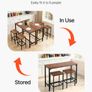 Bar Table, 3PCS 1193.8mm Bars Tables Set, Bar Tables and Chair Set with Rounded Edge Design, Rectangular Pub Table with Two Stools for Office Desk, Breakfast Corner, Mini Bars, Rustic Brown Image 5
