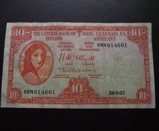 The Central Bank of Ireland. Lady Lavery 10 shillings (1957) #4